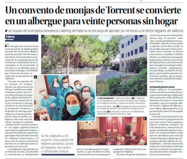 Un equipo de la empresa Novaterra Catering de Paterna se encarga de atender las 24 horas a sin techo llegados de València