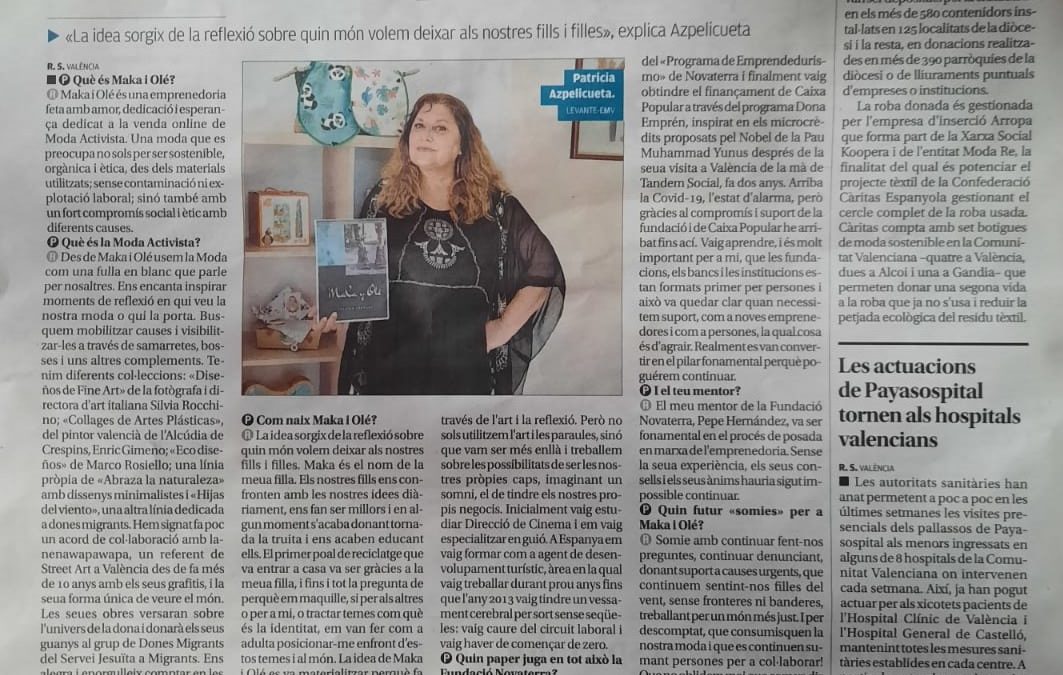 Dona Emprèn: «Una moda que ens preocupa ha de tindre un fort compromís social i ètic» Patricia Azpelicueta, Emprenedora de Novaterra
