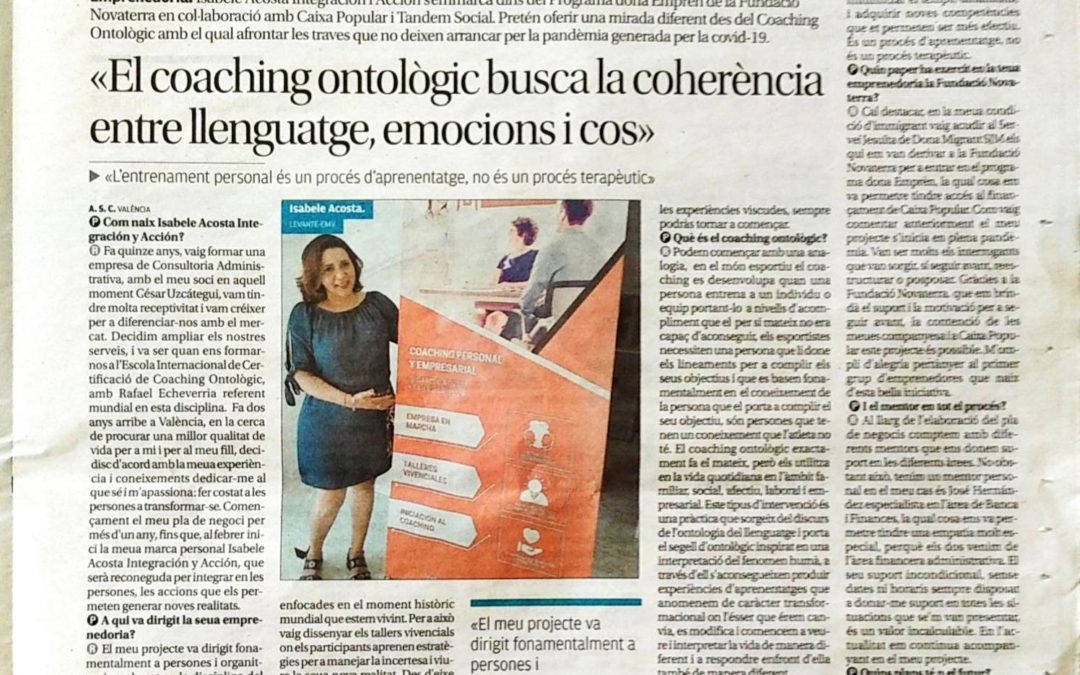 Isabele Acosta: «El coaching ontològic busca la coherència entre llenguatge, emocions i cos»