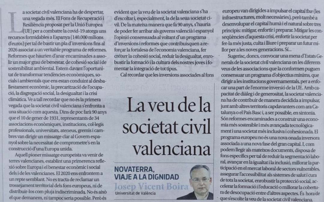 Josep Vicent Boira: «La veu de la societat civil valenciana»