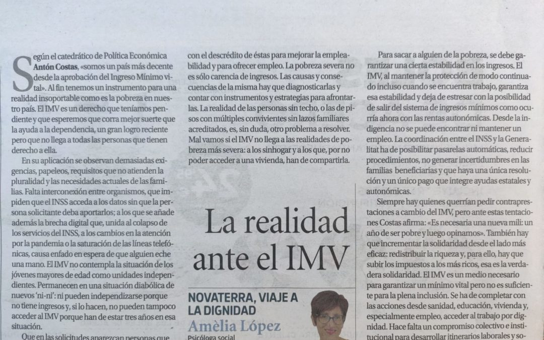 Amèlia López: «La realidad ante el IMV»