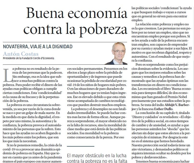 Antón Costas: «Buena economía contra la pobreza»