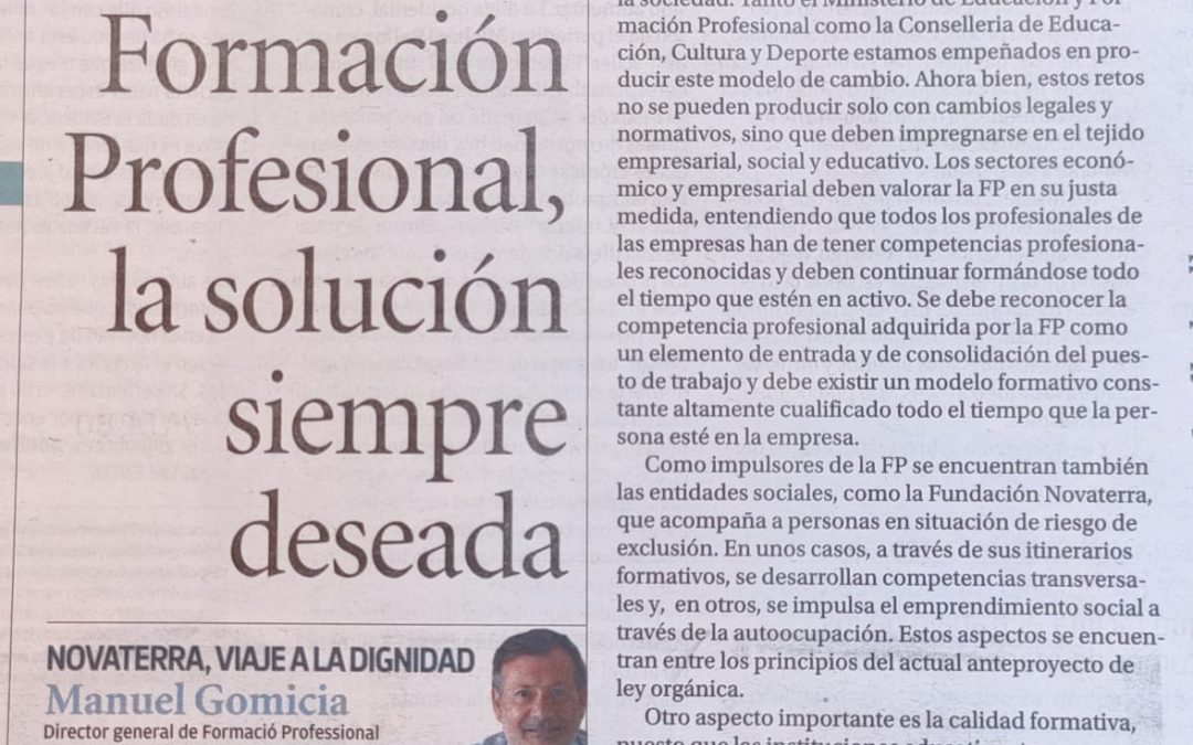 A propósito de la Nueva FP: «Formación Profesional Solución siempre deseada», por Manolo Gomicia