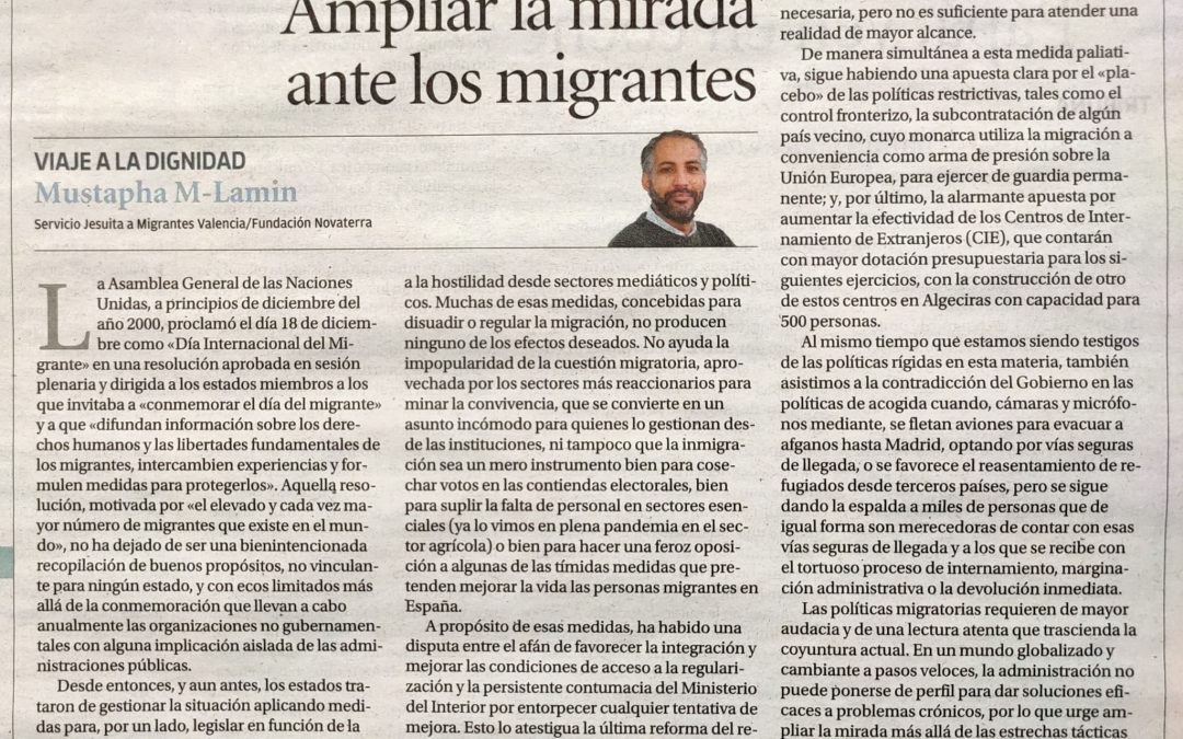 Ampliar la mirada ante los migrantes, por Mustapha M-Lamin en el Día Internacional del Migrante