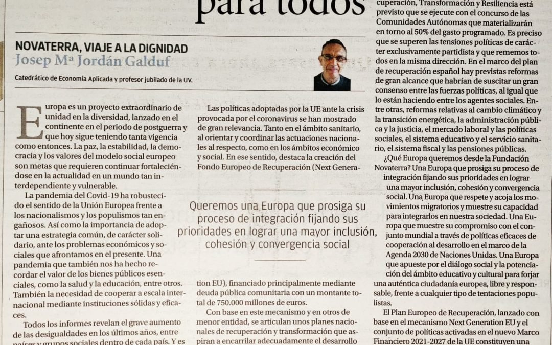 Una idea de Europa para todos, por Josep Mª Jordán Galdulf