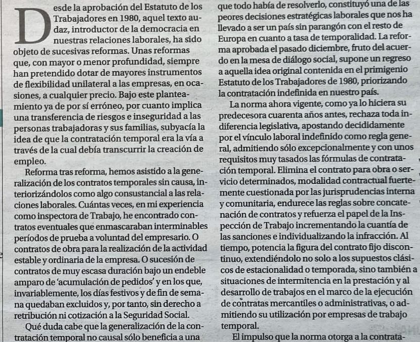 La reformal laboral y el reto de la estabilidad en el empleo, por Silvia Parra Núñez