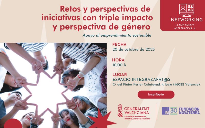 Inscríbete al evento «Retos y perspectivas de iniciativas con triple impacto y perspectiva de género» organizado por Fundación Novaterra dentro del programa LLAMP