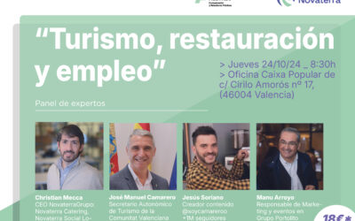 10º NOVA_Talks: Turismo, Restauración y Empleo el jueves 24 de octubre en la oficina de Caixa Popular de calle Cirilo Amorós de Valencia
