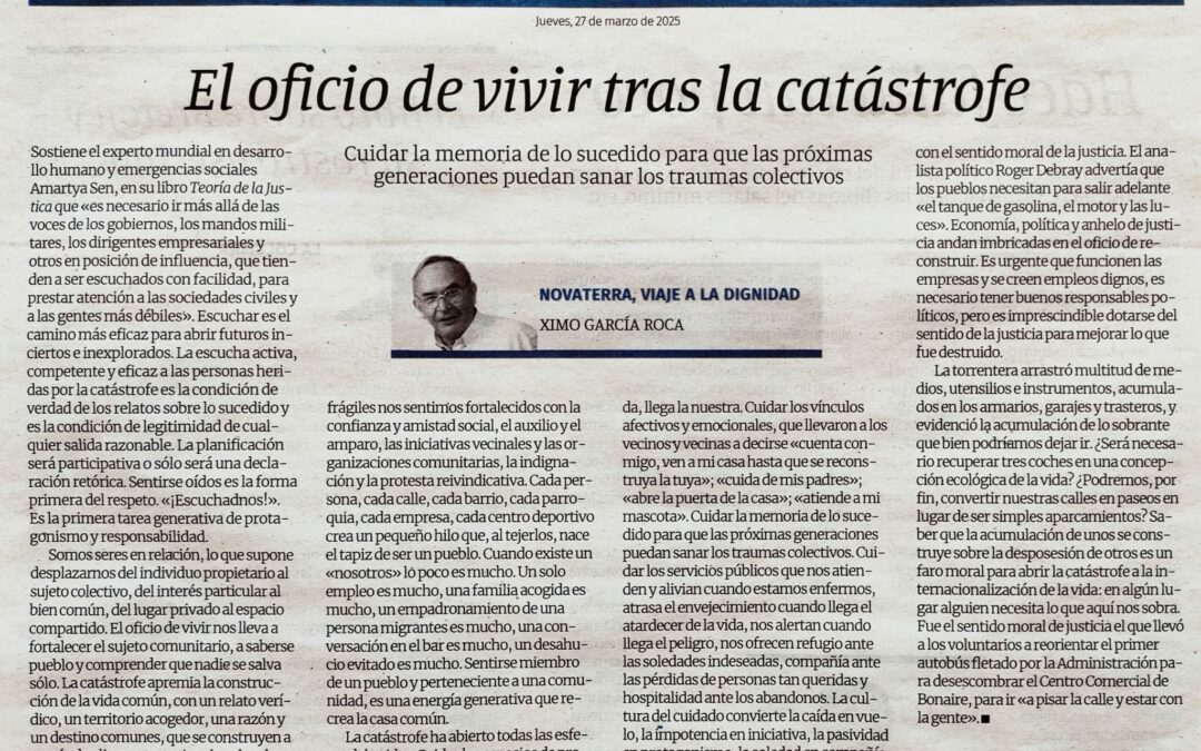 Comité de Presencia Pública de Fundación Novaterra: «El oficio de vivir tras la catástrofe»